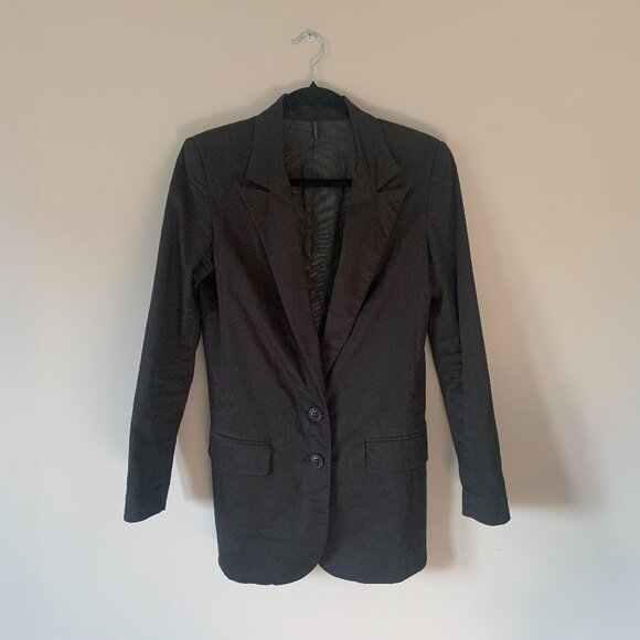 Black 2-Button Long Blazer - Picture 1 of 3